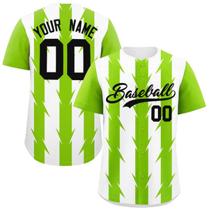 Custom White Neon Green Raglan Sleeves Blade Pattern Authentic Baseball Jersey