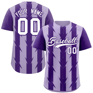 Custom Light Purple Purple Raglan Sleeves Blade Pattern Authentic Baseball Jersey