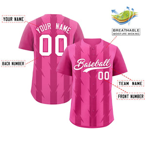 Custom Pink Rose Red Raglan Sleeves Blade Pattern Authentic Baseball Jersey