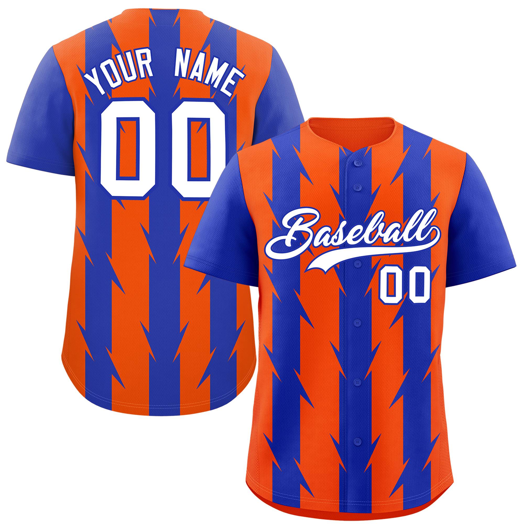 Custom Orange Royal Raglan Sleeves Blade Pattern Authentic Baseball Jersey