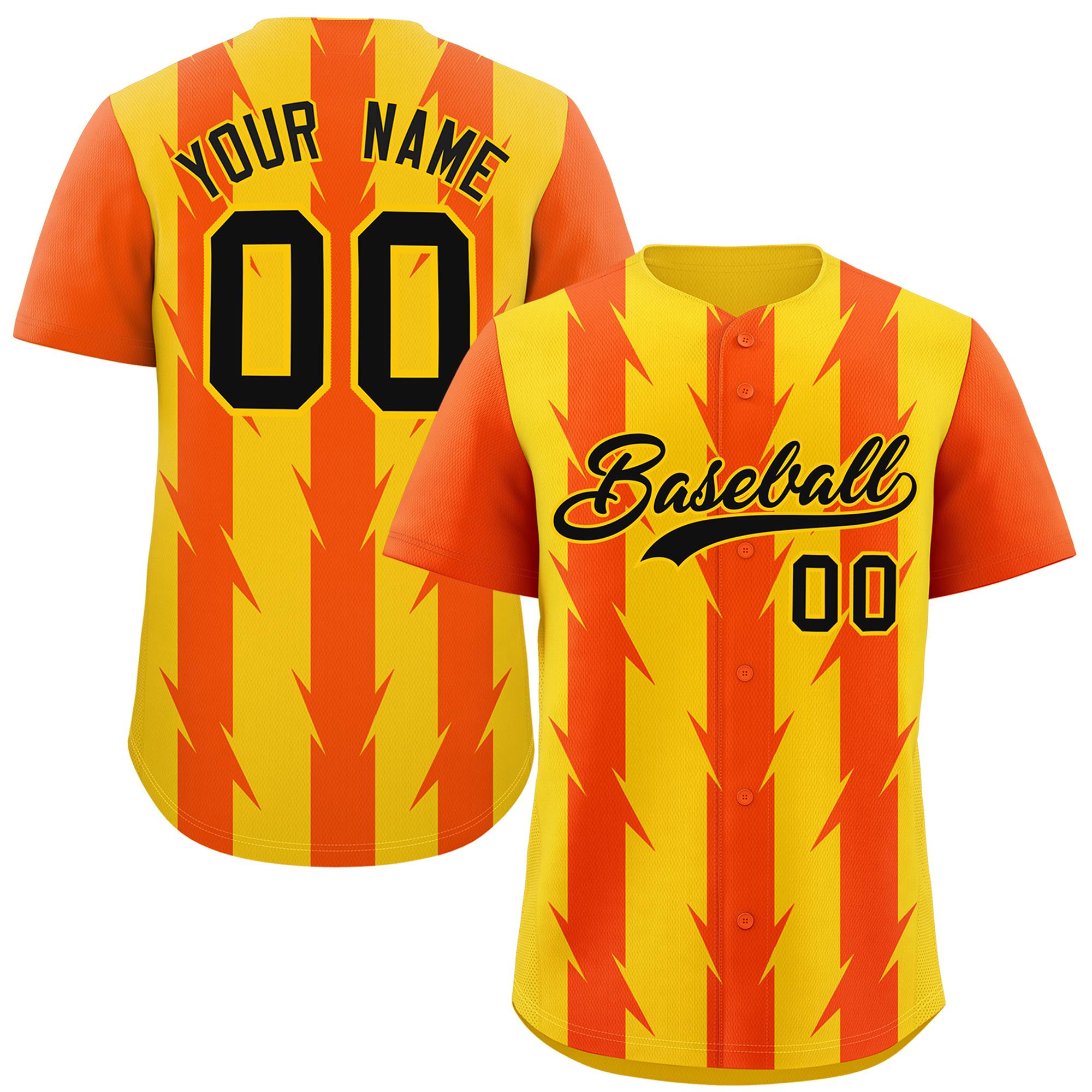 Custom Gold Orange Raglan Sleeves Blade Pattern Authentic Baseball Jersey