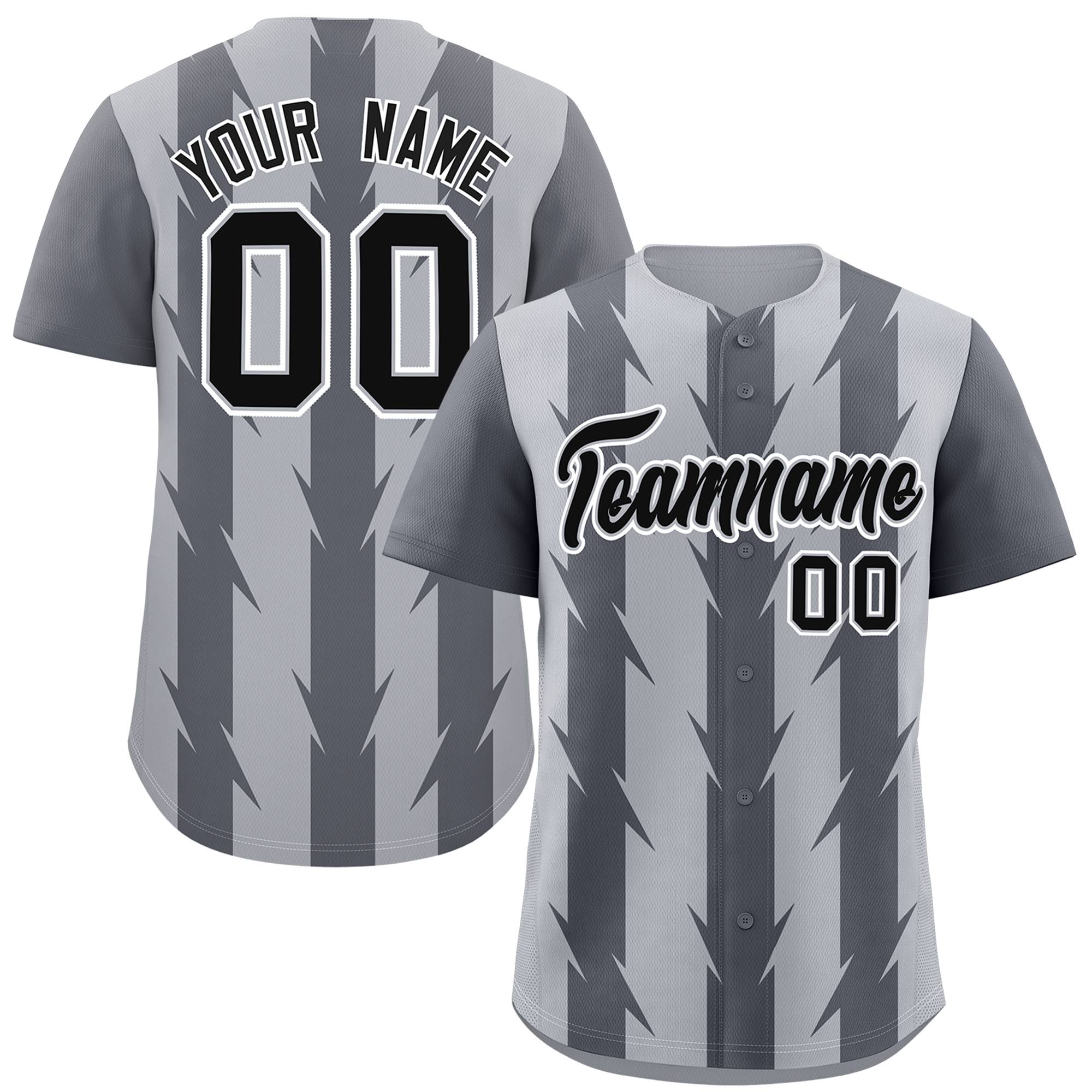 Custom Gray Dark Gray Raglan Sleeves Blade Pattern Authentic Baseball Jersey