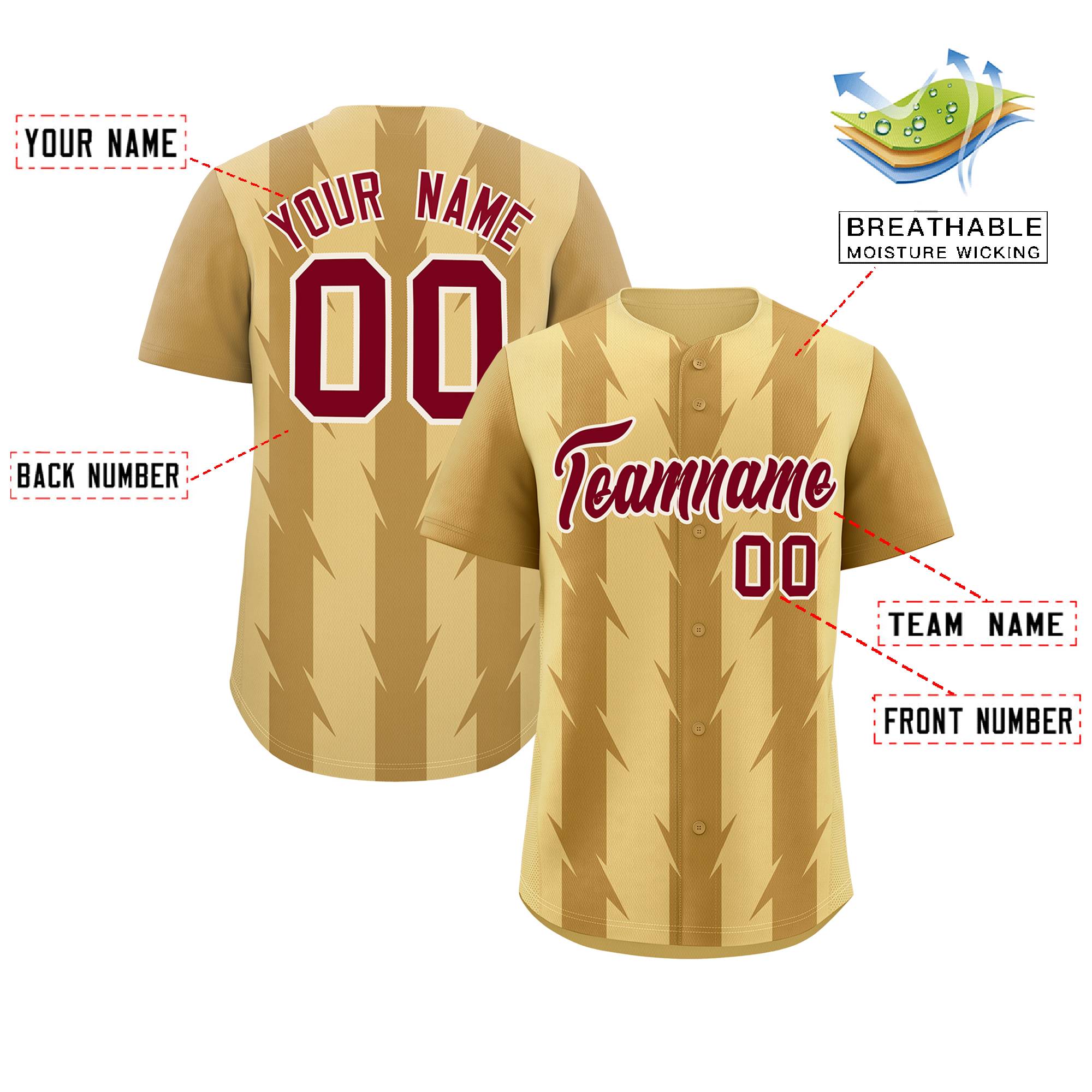 Custom Khaki Old Gold Raglan Sleeves Blade Pattern Authentic Baseball Jersey