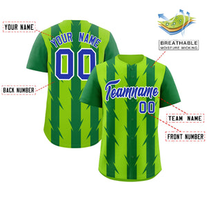 Custom Neon Green Kelly Green Raglan Sleeves Blade Pattern Authentic Baseball Jersey