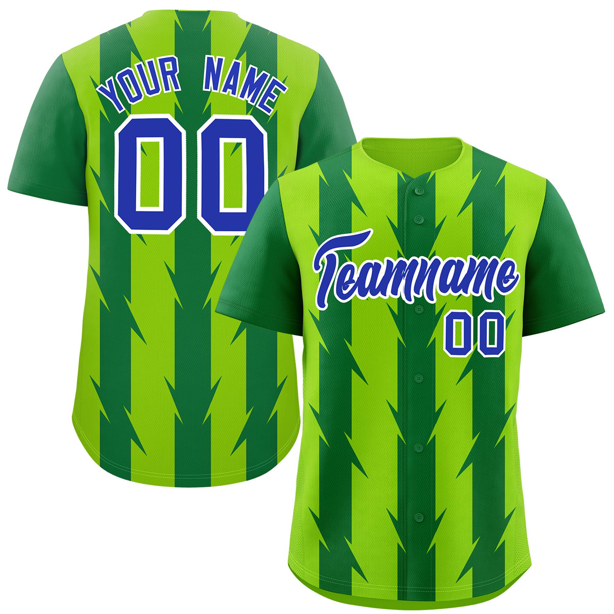 Custom Neon Green Kelly Green Raglan Sleeves Blade Pattern Authentic Baseball Jersey