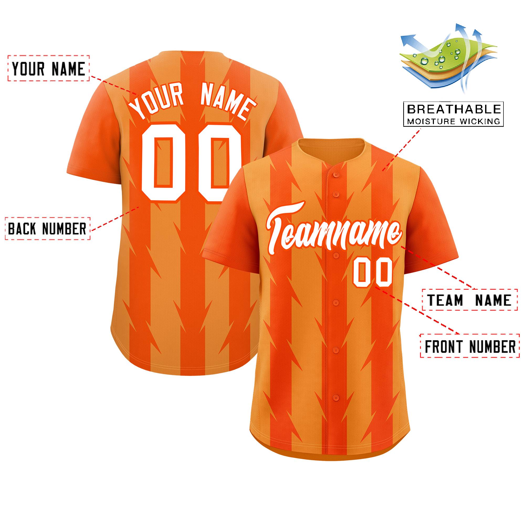 Custom Pale Orange Orange Raglan Sleeves Blade Pattern Authentic Baseball Jersey