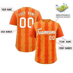 Custom Pale Orange Orange Raglan Sleeves Blade Pattern Authentic Baseball Jersey