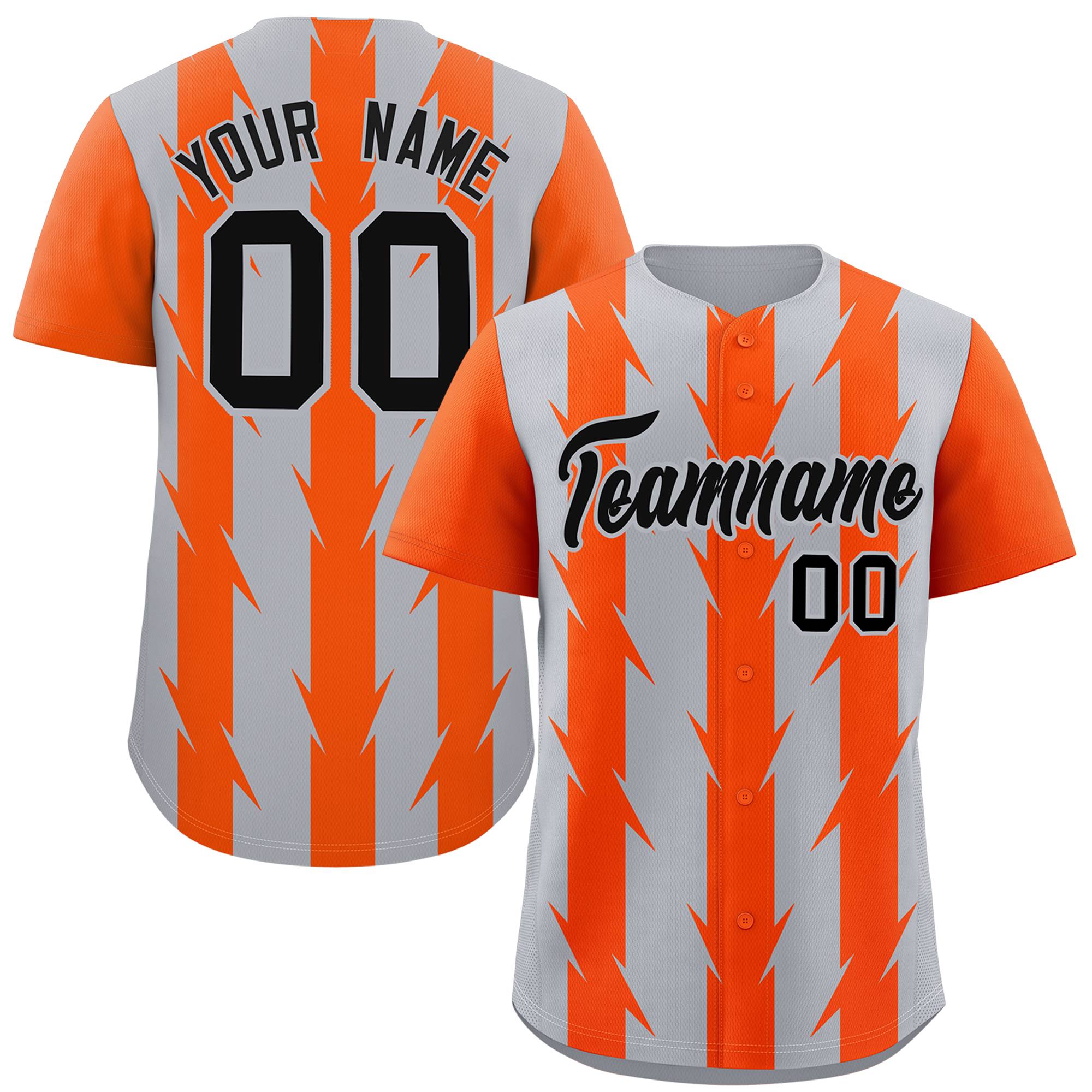 Custom Gray Orange Raglan Sleeves Blade Pattern Authentic Baseball Jersey