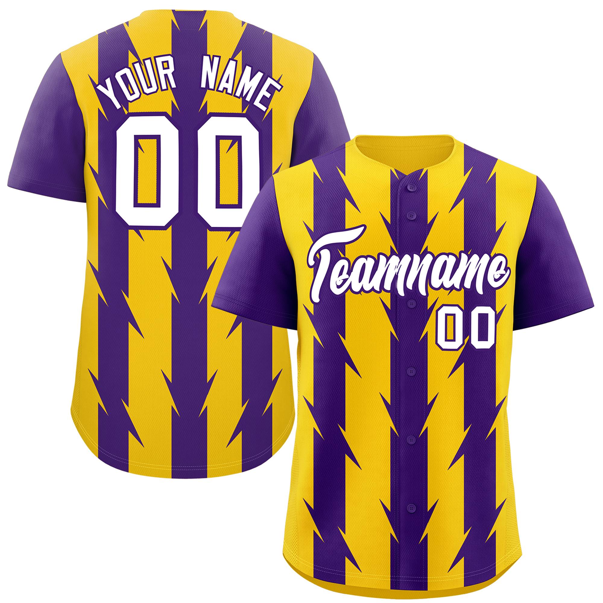 Custom Gold Purple Raglan Sleeves Blade Pattern Authentic Baseball Jersey