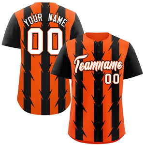 Custom Orange Black Raglan Sleeves Blade Pattern Authentic Baseball Jersey