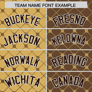 Custom Old Gold Light Brown Split Fashion Plaid Design Authentic Baseball Jersey