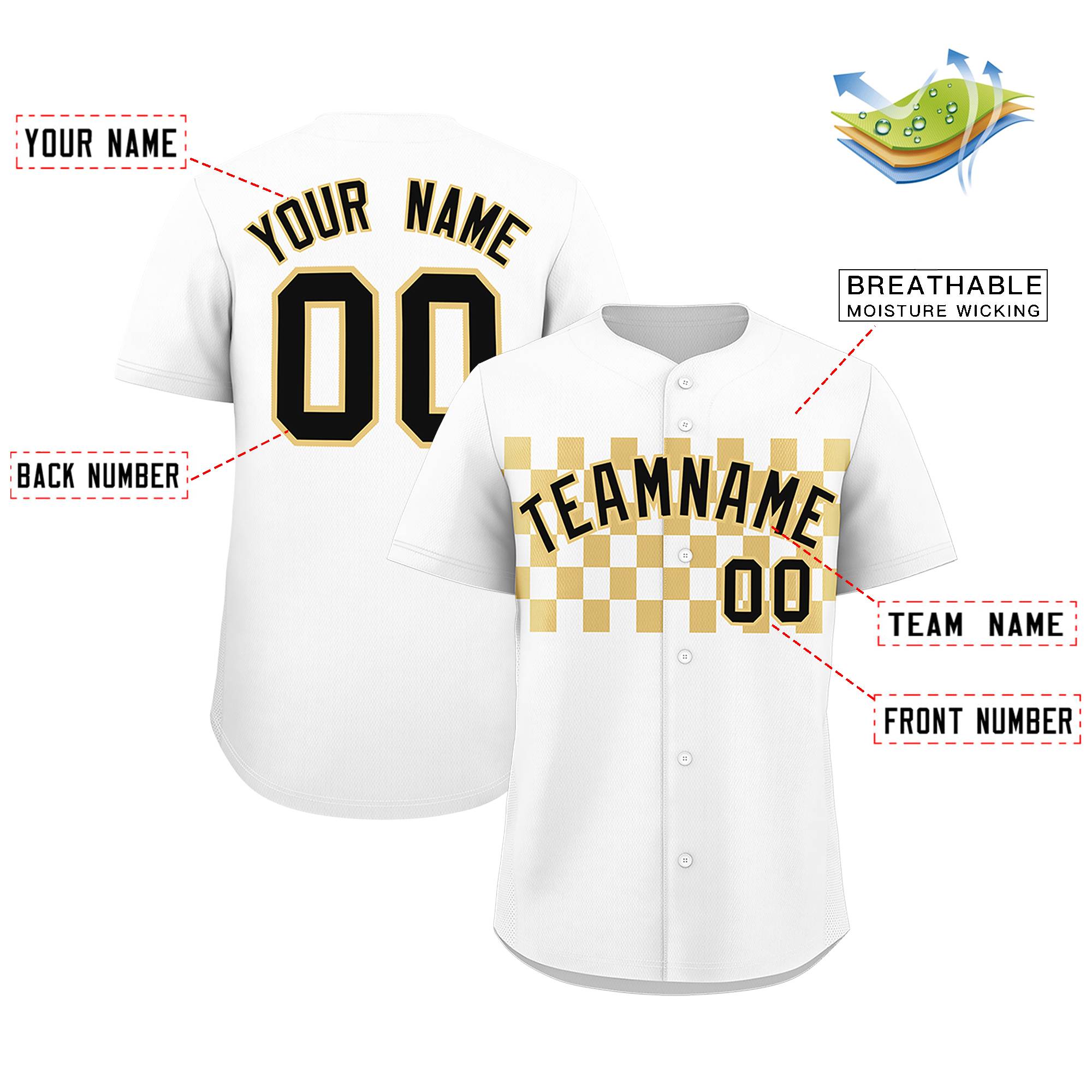 Custom White Khaki Personalized Plaid Fashion Design Authentic Baseball Jersey