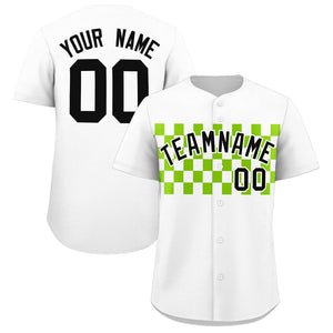 Custom White Neon Green Personalized Plaid Fashion Design Authentic Baseball Jersey