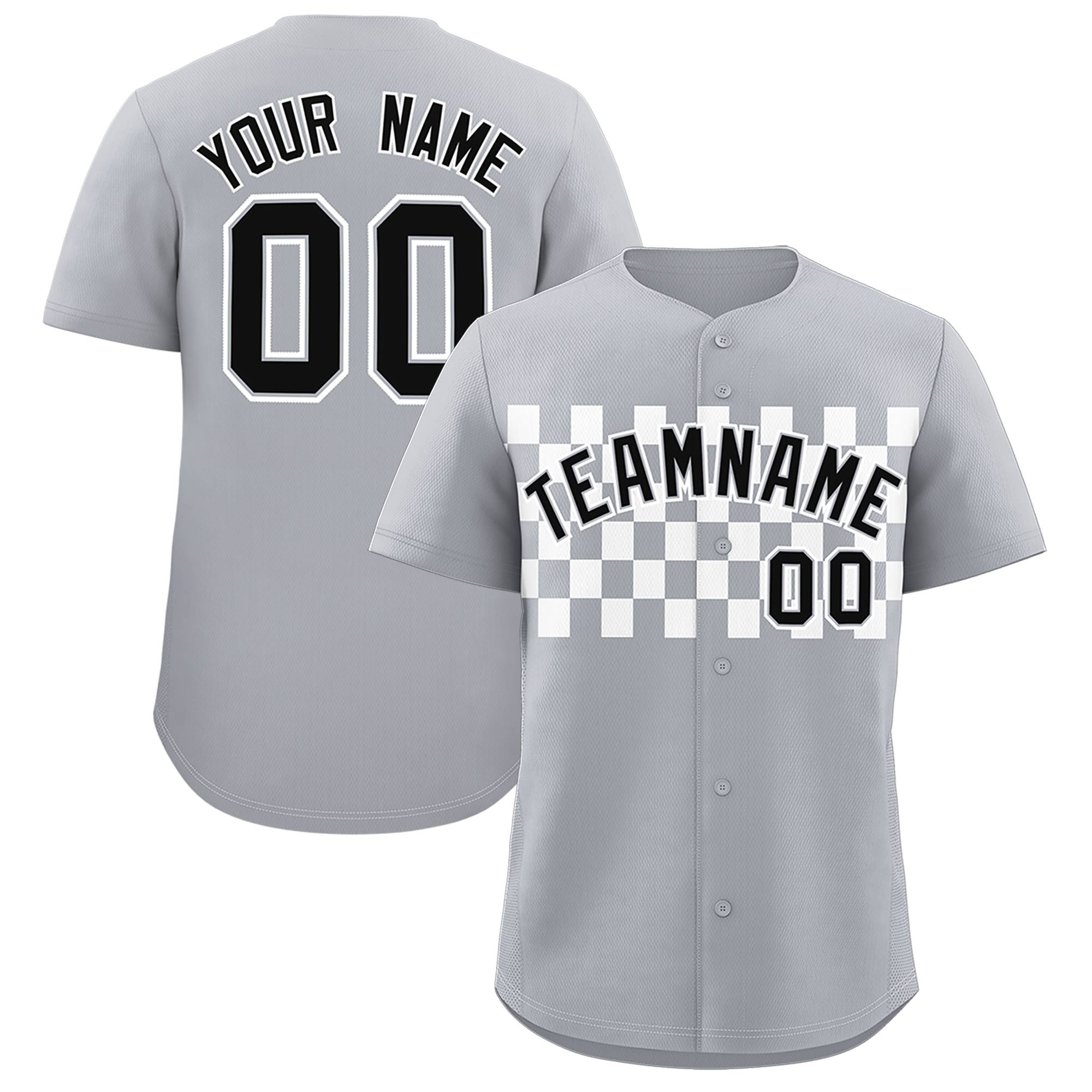 Custom Gray White Personalized Plaid Fashion Design Authentic Baseball Jersey