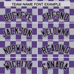 Custom Gray Purple Personalized Plaid Fashion Design Authentic Baseball Jersey