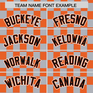 Custom Gray Orange Personalized Plaid Fashion Design Authentic Baseball Jersey