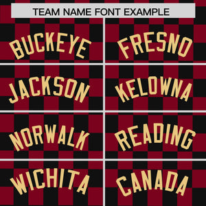 Custom Black Crimson Personalized Plaid Fashion Design Authentic Baseball Jersey