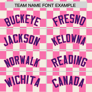 Custom Cream Pink Personalized Plaid Fashion Design Authentic Baseball Jersey