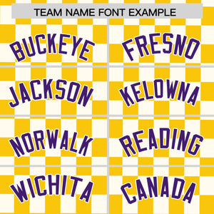 Custom Gold White Personalized Plaid Fashion Design Authentic Baseball Jersey