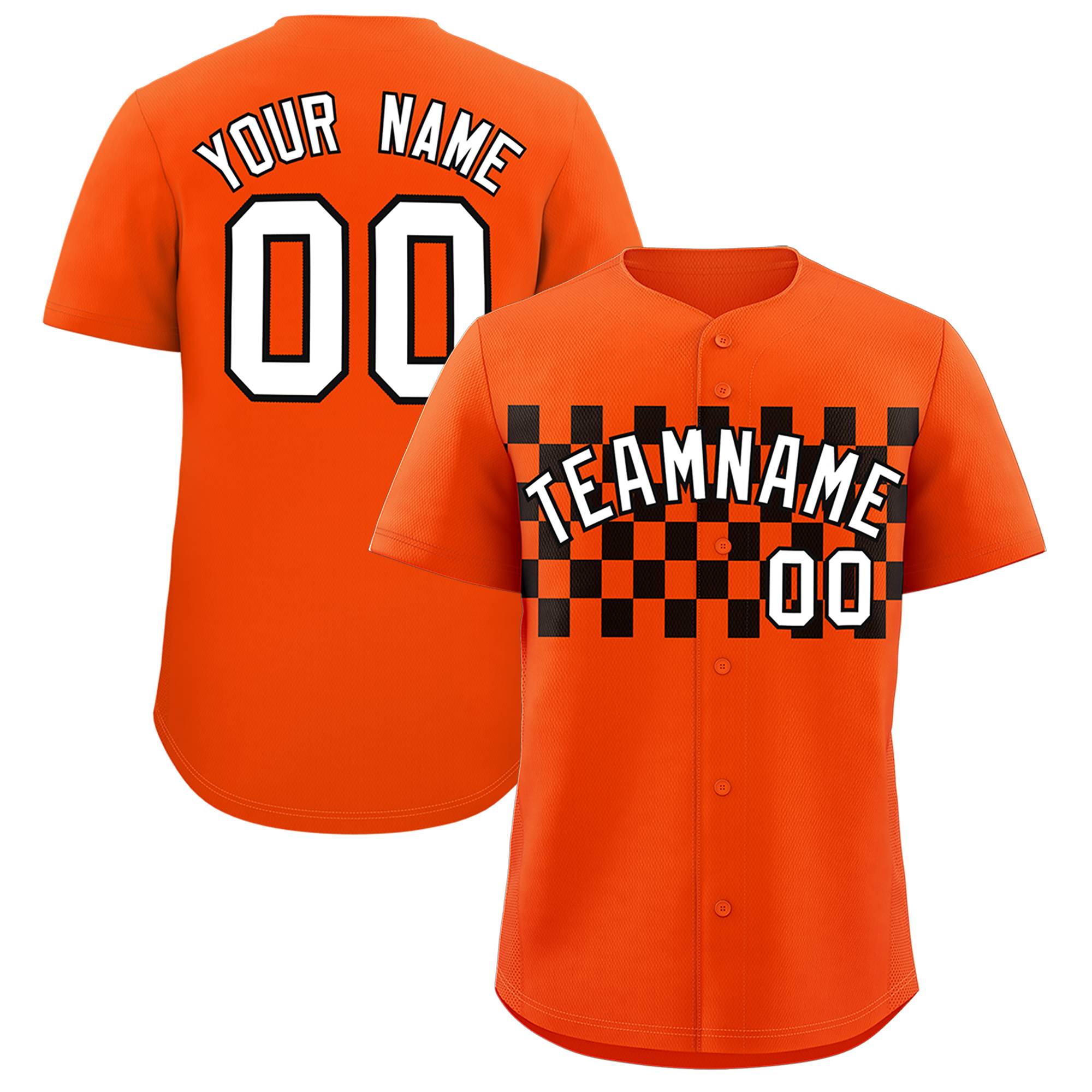 Custom Orange Black Personalized Plaid Fashion Design Authentic Baseball Jersey