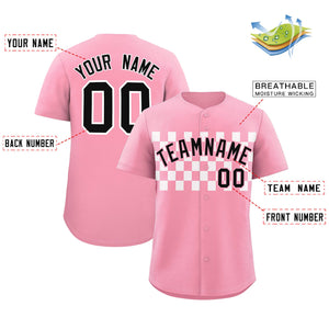 Custom Light Pink White Personalized Plaid Fashion Design Authentic Baseball Jersey