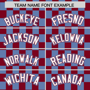 Custom Crimson Light Blue Personalized Plaid Fashion Design Authentic Baseball Jersey