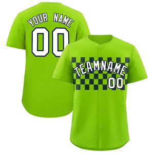 Custom Neon Green Black Personalized Plaid Fashion Design Authentic Baseball Jersey