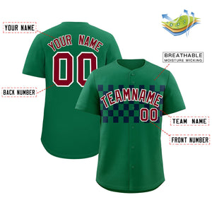 Custom Kelly Green Navy Personalized Plaid Fashion Design Authentic Baseball Jersey