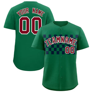 Custom Kelly Green Navy Personalized Plaid Fashion Design Authentic Baseball Jersey