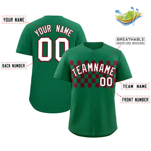 Custom Kelly Green Crimson Personalized Plaid Fashion Design Authentic Baseball Jersey