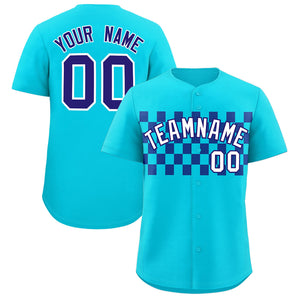 Custom Sky Blue Royal Personalized Plaid Fashion Design Authentic Baseball Jersey