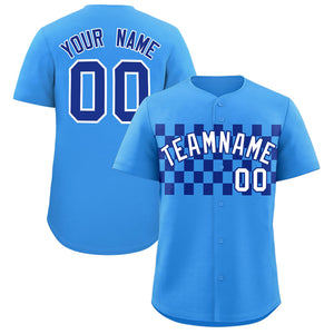 Custom Powder Blue Royal Personalized Plaid Fashion Design Authentic Baseball Jersey