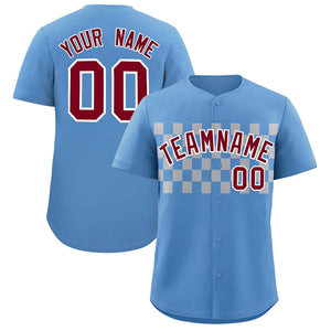 Custom Light Blue Gray Personalized Plaid Fashion Design Authentic Baseball Jersey