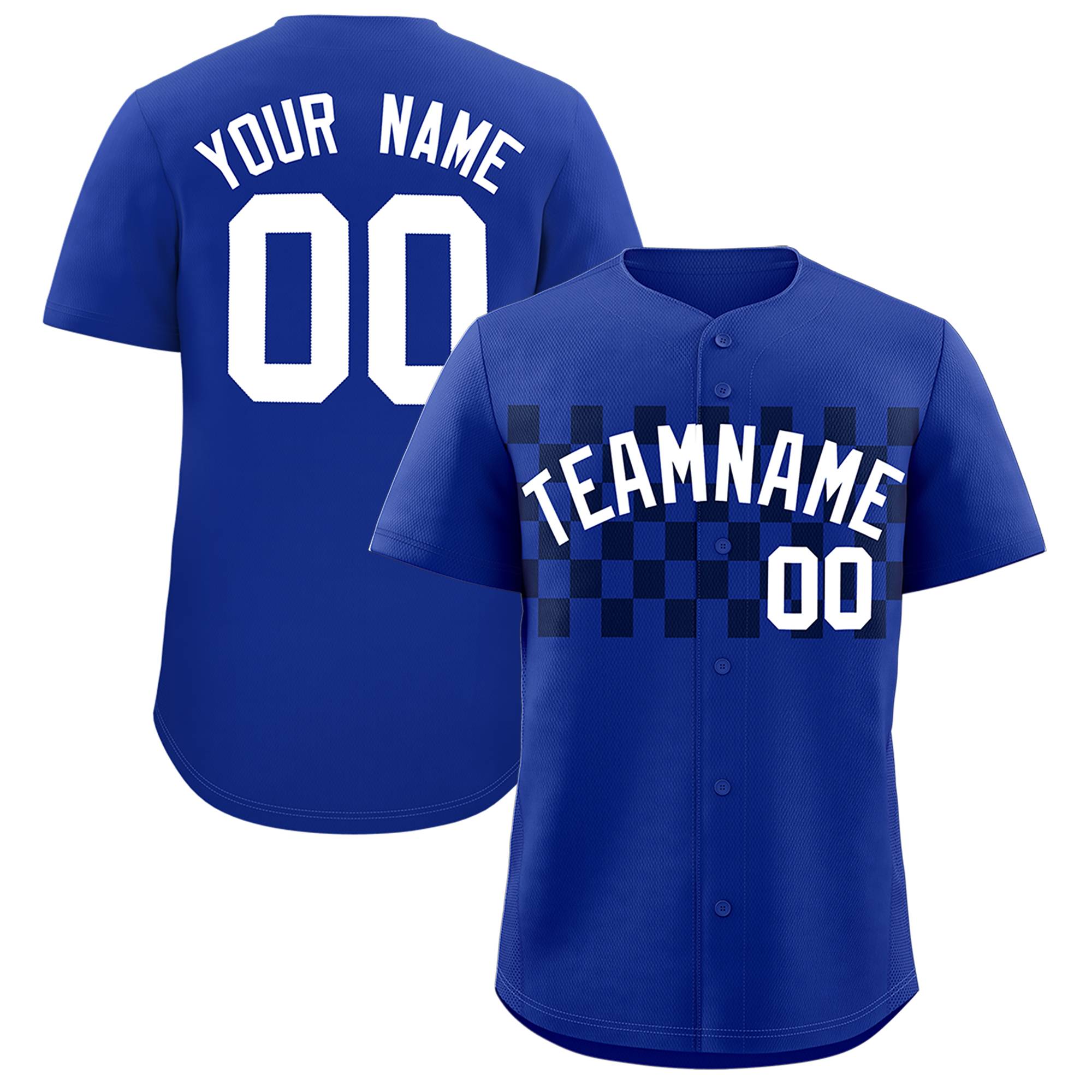 Custom Royal Navy Personalized Plaid Fashion Design Authentic Baseball Jersey