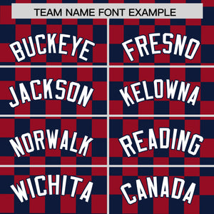 Custom Navy Red Personalized Plaid Fashion Design Authentic Baseball Jersey