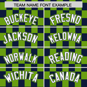 Custom Navy Neon Green Personalized Plaid Fashion Design Authentic Baseball Jersey