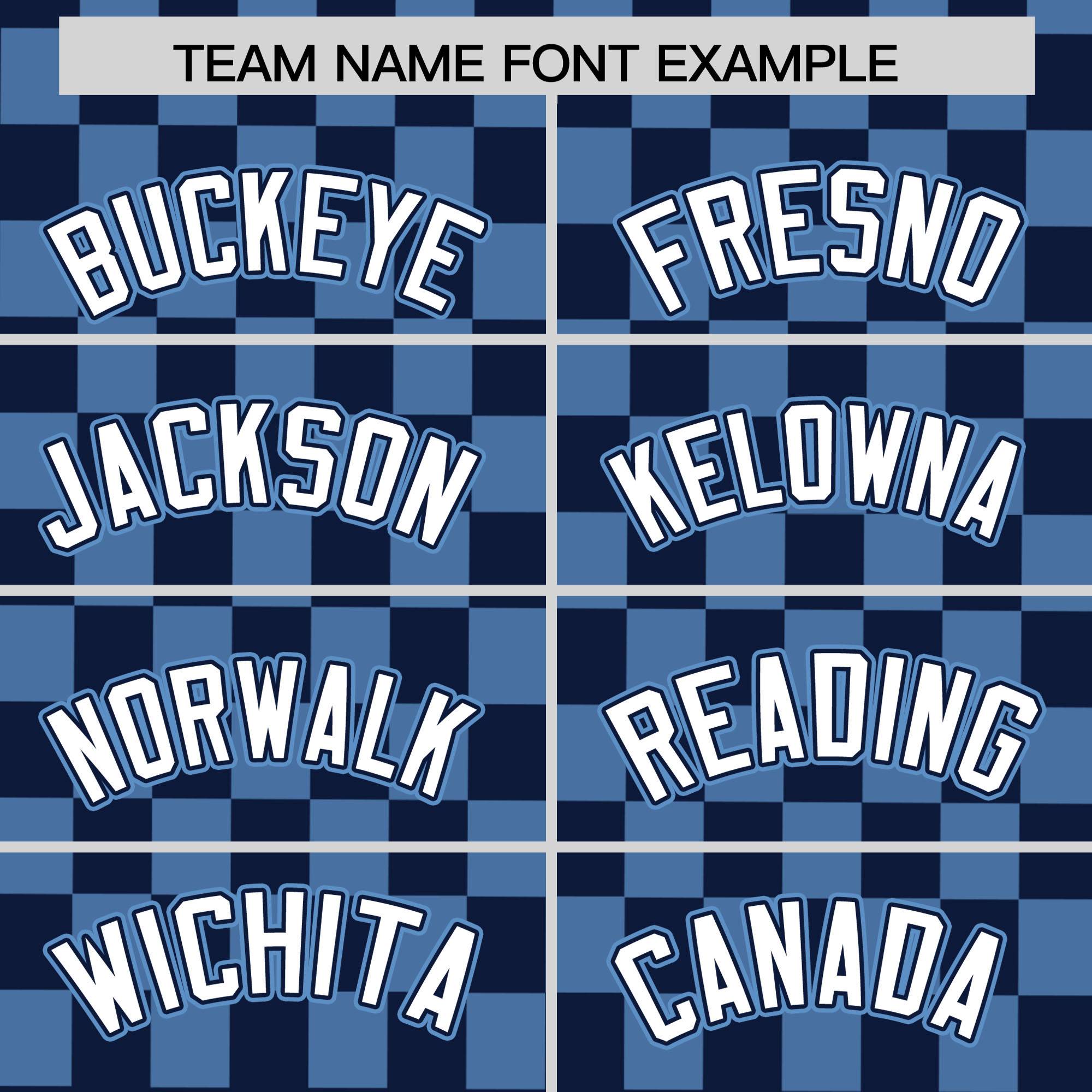 Custom Navy Light Blue Personalized Plaid Fashion Design Authentic Baseball Jersey