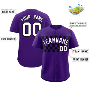 Custom Purple Black Personalized Plaid Fashion Design Authentic Baseball Jersey