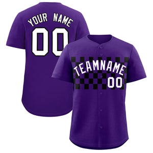 Custom Purple Black Personalized Plaid Fashion Design Authentic Baseball Jersey