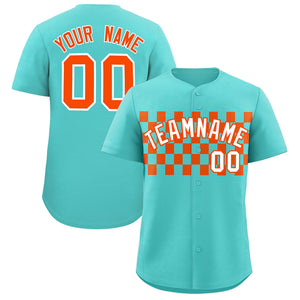 Custom Bright Green Orange Personalized Plaid Fashion Design Authentic Baseball Jersey