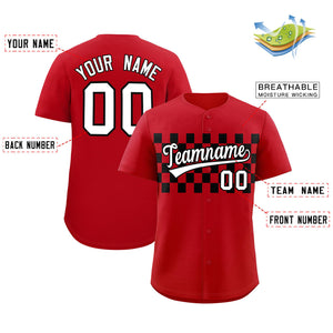 Custom Red Black Personalized Plaid Fashion Design Authentic Baseball Jersey