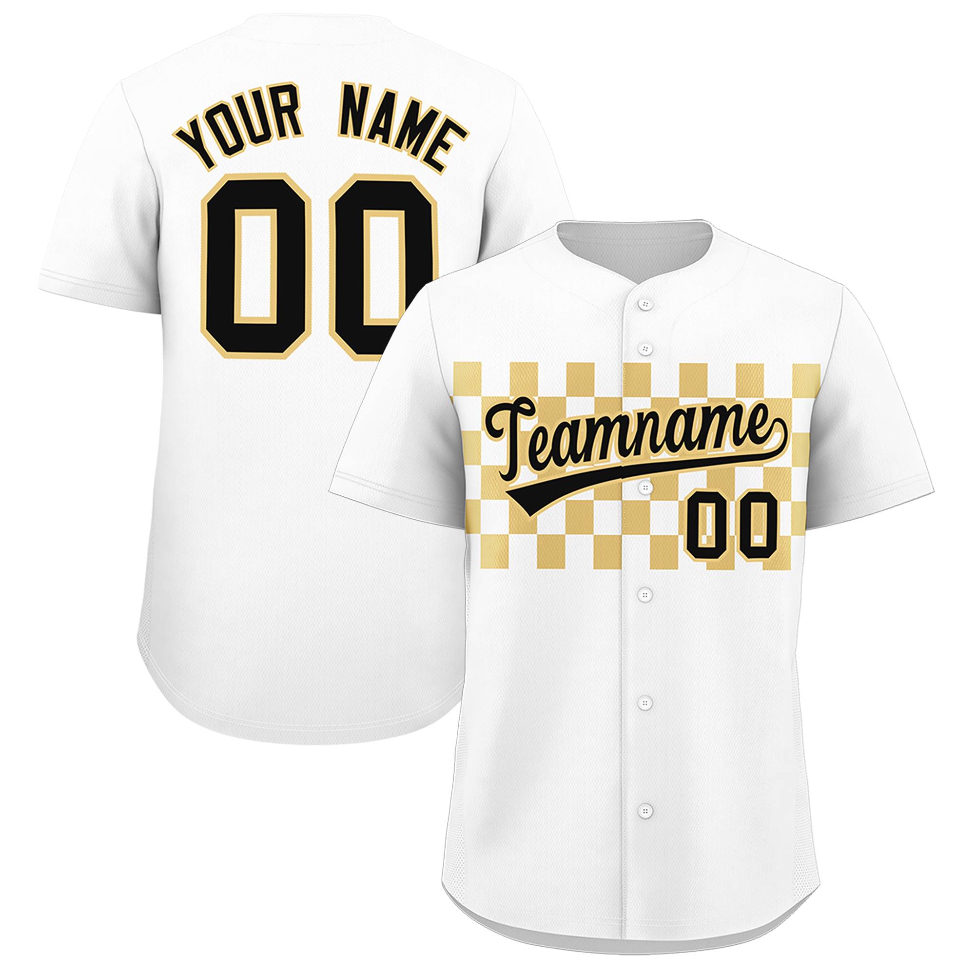 Custom White Khaki Personalized Plaid Fashion Design Authentic Baseball Jersey