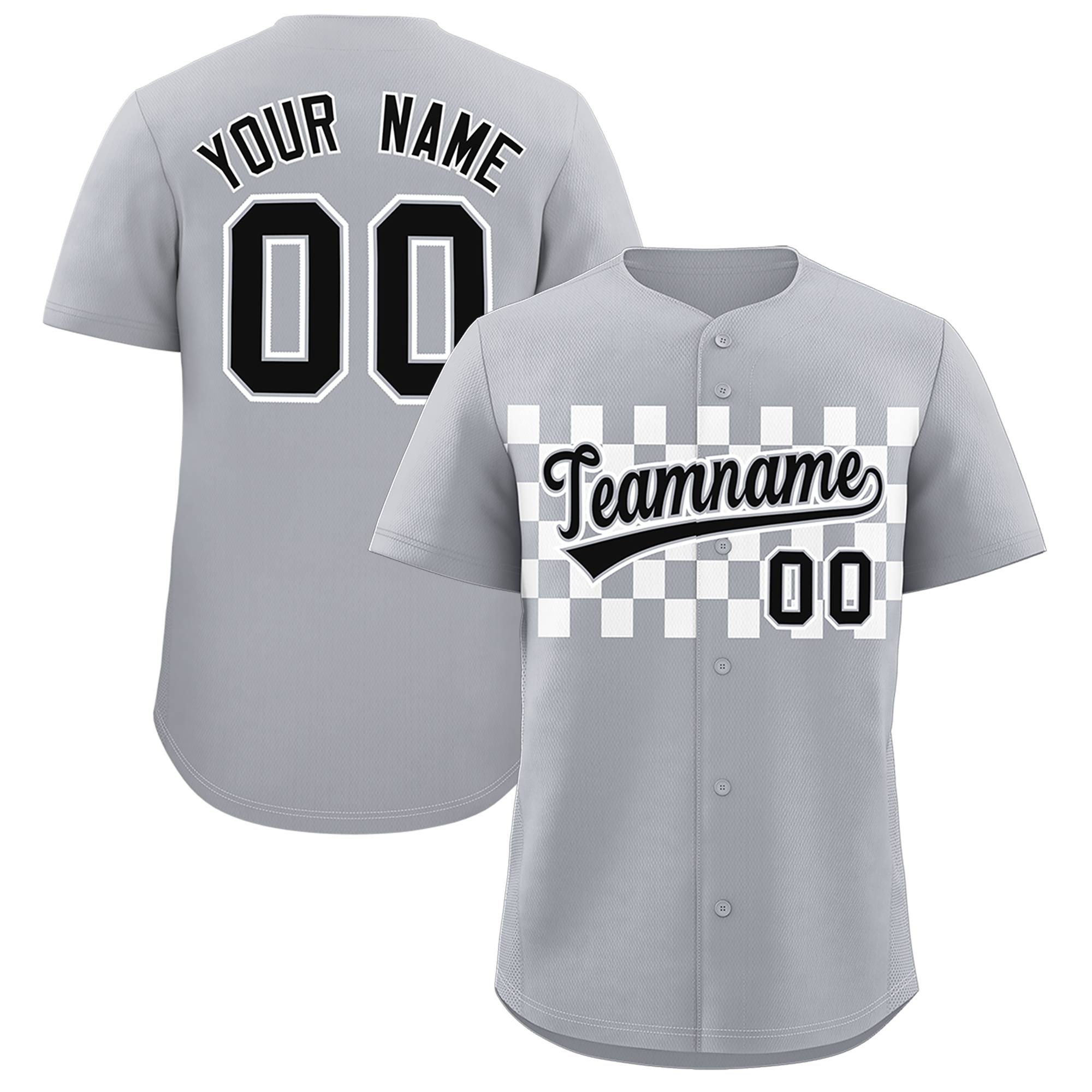 Custom Gray White Personalized Plaid Fashion Design Authentic Baseball Jersey