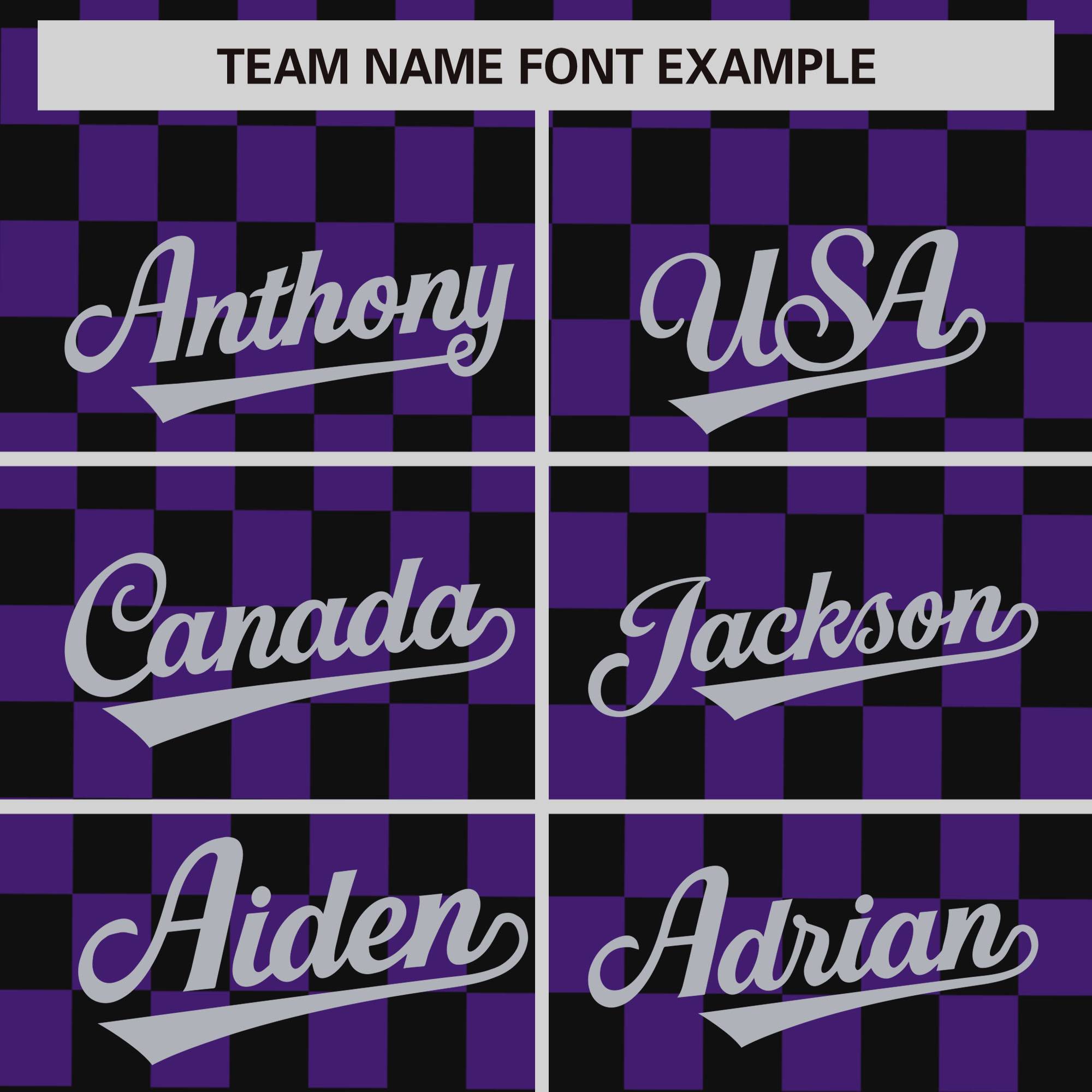 Custom Black Purple Personalized Plaid Fashion Design Authentic Baseball Jersey