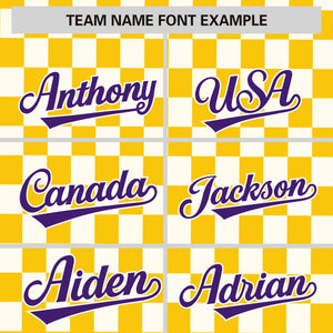 Custom Gold White Personalized Plaid Fashion Design Authentic Baseball Jersey