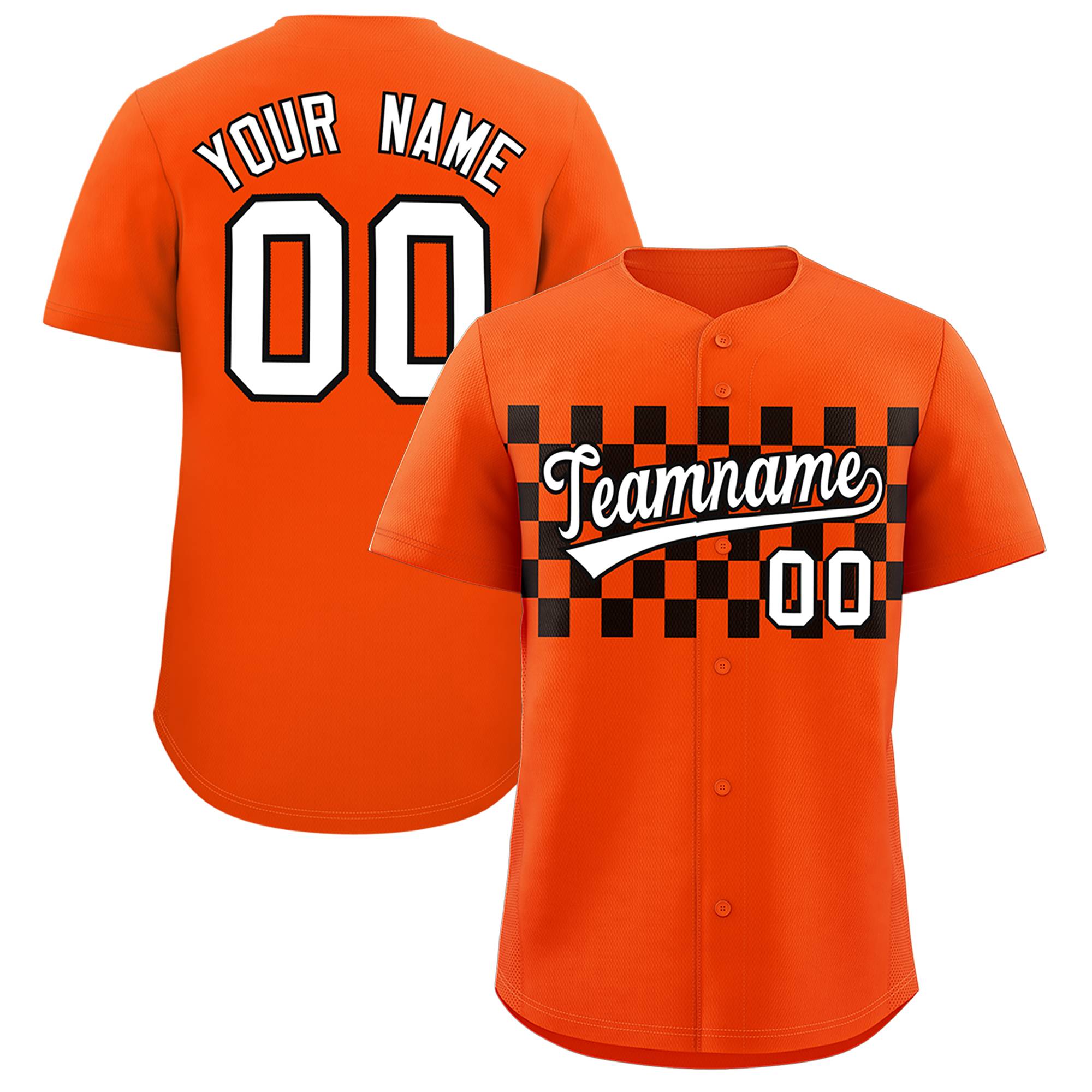 Custom Orange Black Personalized Plaid Fashion Design Authentic Baseball Jersey