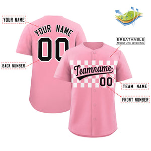 Custom Light Pink White Personalized Plaid Fashion Design Authentic Baseball Jersey