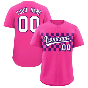 Custom Pink Purple Personalized Plaid Fashion Design Authentic Baseball Jersey