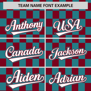 Custom Crimson Aqua Personalized Plaid Fashion Design Authentic Baseball Jersey