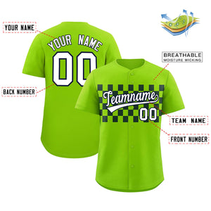 Custom Neon Green Black Personalized Plaid Fashion Design Authentic Baseball Jersey